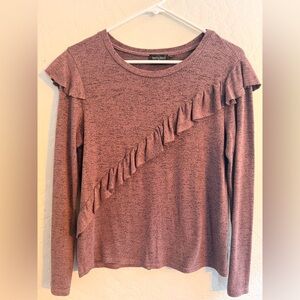 Tempted Women's Mauve Ruffle Long Sleeve Top